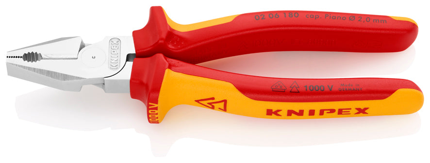 KNIPEX (0206180) PINZA ELECTRICISTA ALTA PALANCA 1000V MGO DOS COMPONENTES 180MM