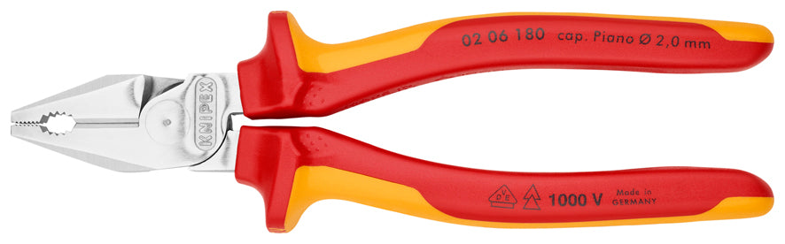 KNIPEX (0206180) PINZA ELECTRICISTA ALTA PALANCA 1000V MGO DOS COMPONENTES 180MM