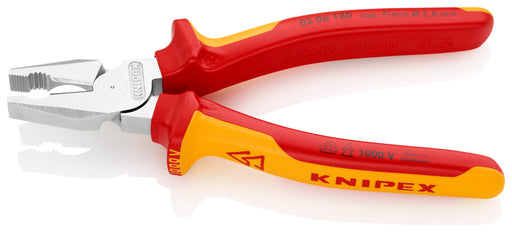 KNIPEX (0206180) PINZA ELECTRICISTA ALTA PALANCA 1000V MGO DOS COMPONENTES 180MM