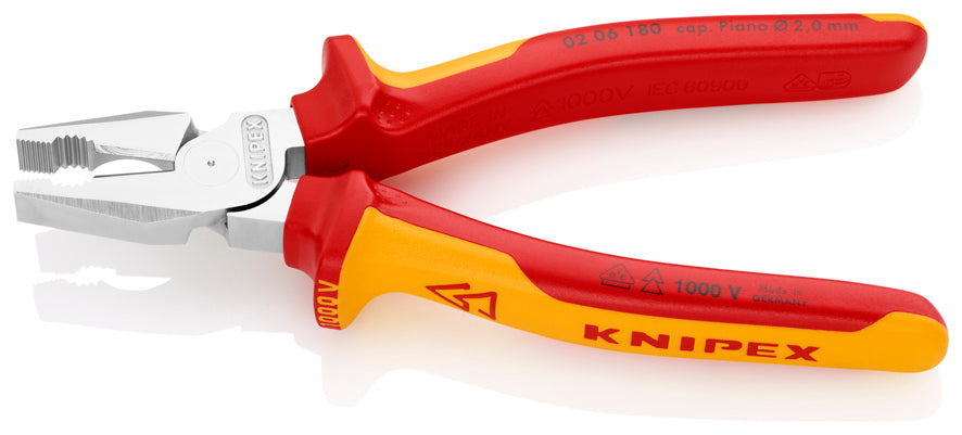 KNIPEX (0206180) PINZA ELECTRICISTA ALTA PALANCA 1000V MGO DOS COMPONENTES 180MM