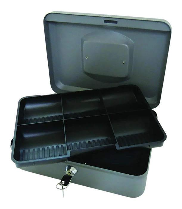 (214537) CAJA METAL P/ DINERO C/ CHAROLA LLAVE 25CM
