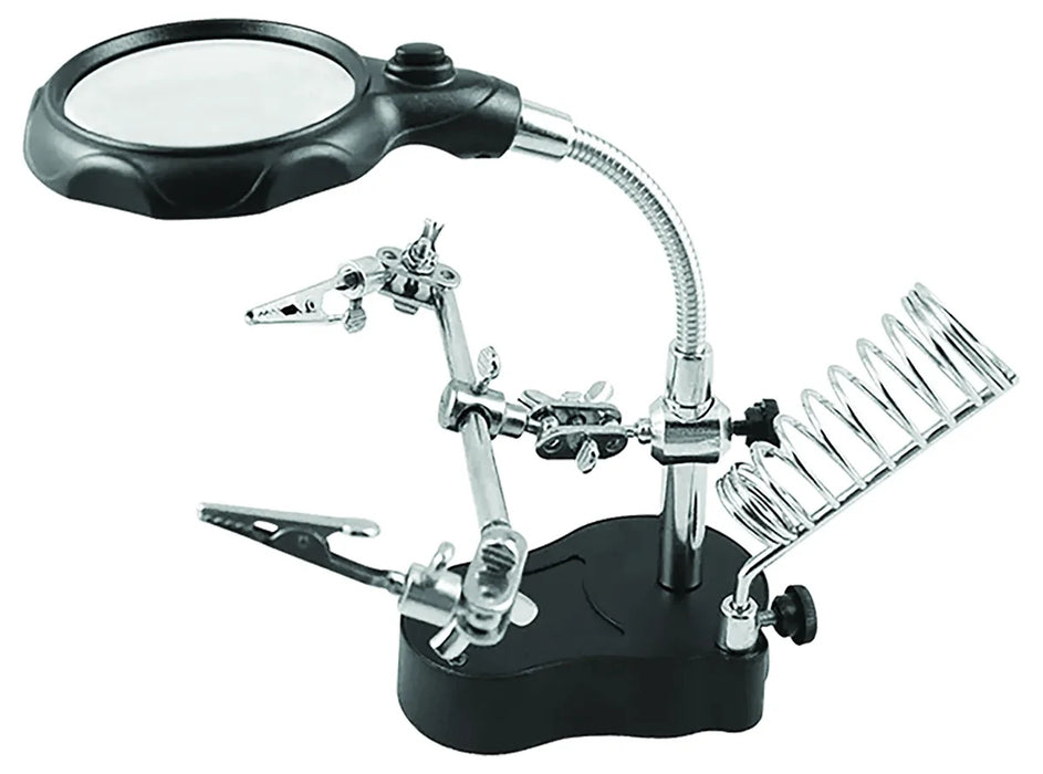 (260538) LUPA REDONDA C/ PINZETAS/ BASE/ LED 65MM 3X